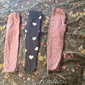 H&M Pink and Black Heart Leopard Leggings Trio